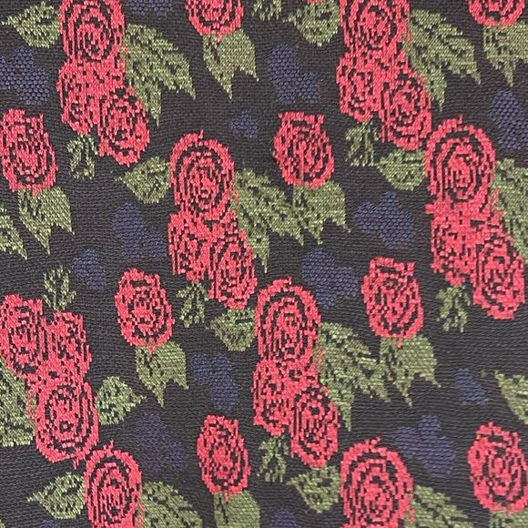 Lularoe Amelia Dress Womens Medium Black Red Blue‎ Roses Fit & Flare Goth Grunge - Picture 3 of 12
